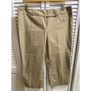 Anne Taylor Loft Petites 100% Cotton Khaki Camel Capri Pants Size 14P